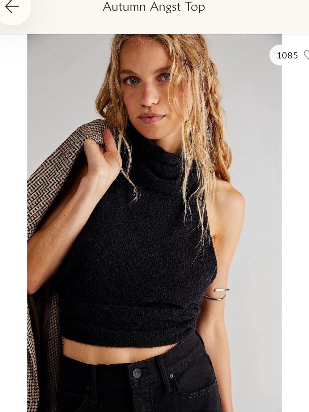 Free People Black backless halter Knit Top